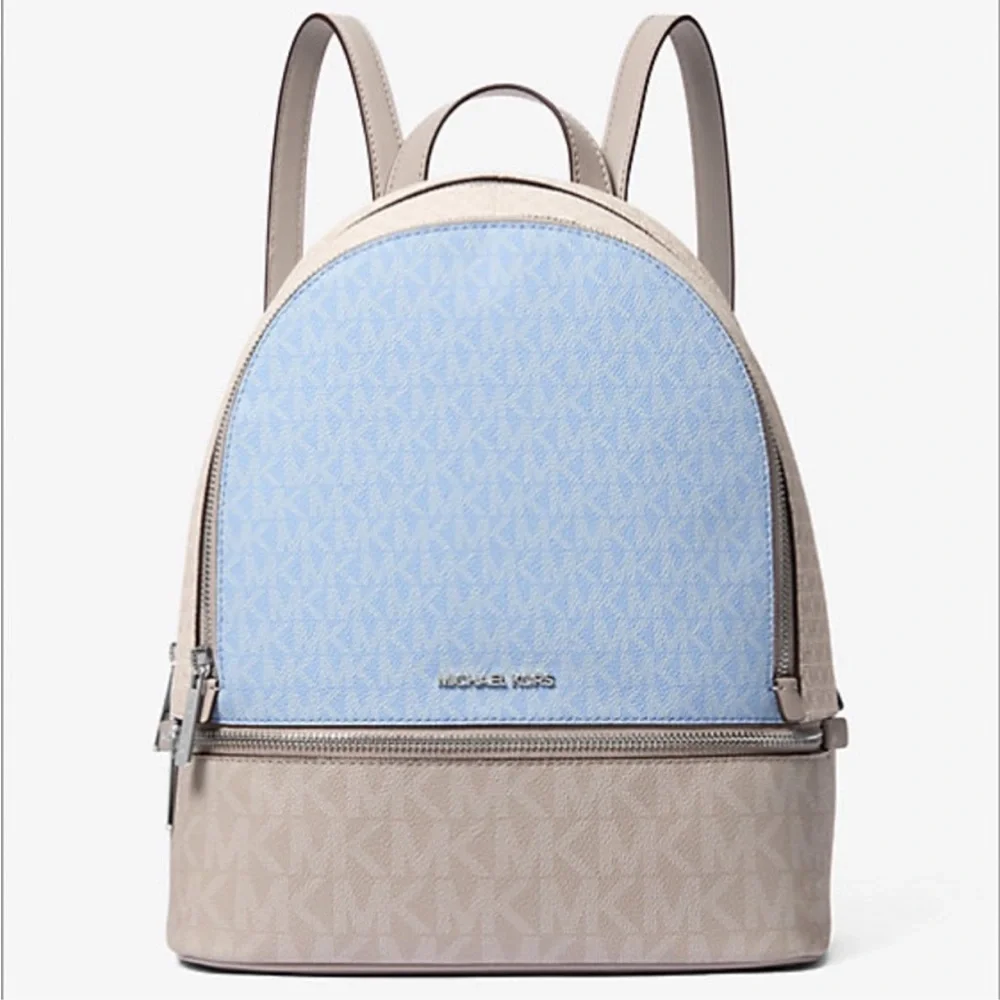 MICHAEL KORS Rhea Medium Color-Block Signature Logo Backpack - Picture 9 of 16